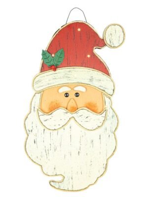 Classic Wooden Santa Hanger with Lights