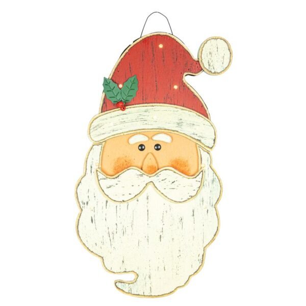Classic Wooden Santa Hanger with Lights