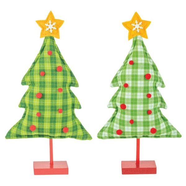 Plaid Christmas Tree Tabletop 2 Asst