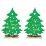 Joy Merry Christmas Tree Tabletop with Lights 2 Asst