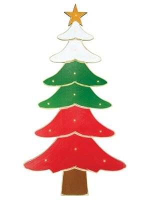 Red White Green Tall Tree with Lights