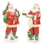 Frosted Santa Gift Bag Figurine 2 Ast.