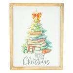 Book Stack Merry Christmas Tree Sign