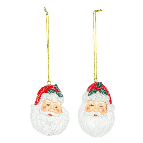 Holly Hat Santa Ornament 2 Ast.