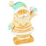 Frosted Cookie Santa Figurine with Lights