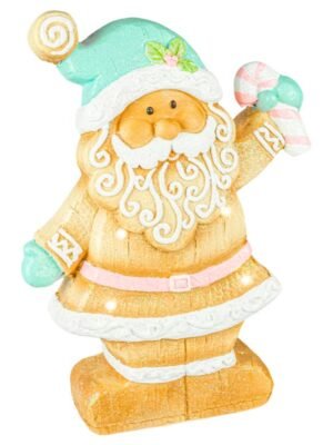 Frosted Cookie Santa Figurine with Lights