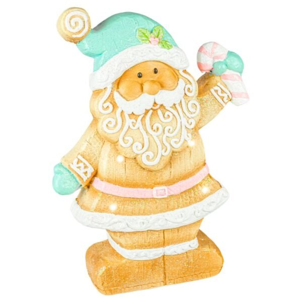 Frosted Cookie Santa Figurine with Lights